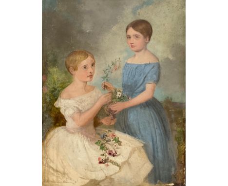 Howard Watson (19th century)Portrait of Young Sisterslabel to verso, oil on board, 46cm x 35.5cm 