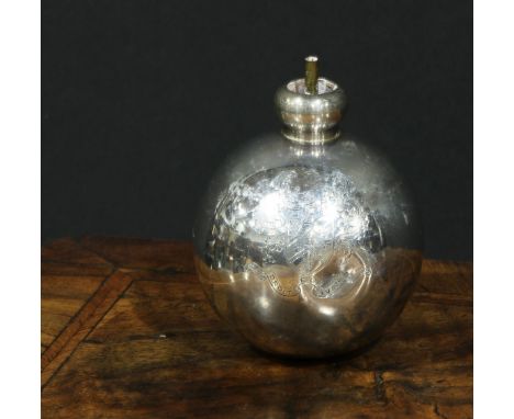 A George V silver novelty table lighter, of military interest, as a grenade, 9.5cm high, Garrard &amp; Co, London 1921 