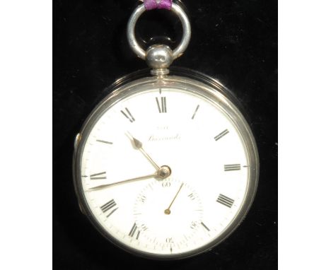A George III silver open face pocket watch, by Barraud's, Cornhill, 4.5cm dial inscribed with Roman numerals, subsidiary seco