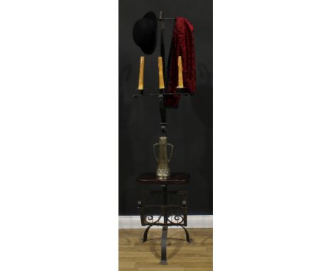 Interior Design - an 18th century style wrought iron tripod floor lamp, 186.5cm high overall 