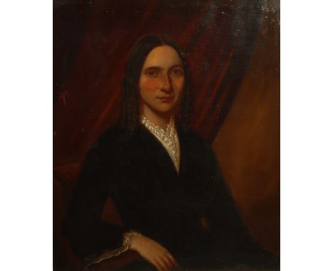 English School (19th century) Portrait of a Lady, wearing Victorian mourning dress oil on canvas, 71cm x 60cm