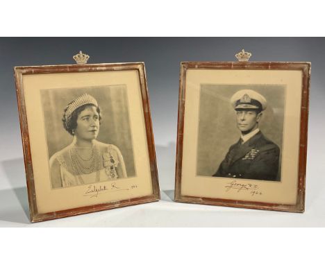 Royalty - a pair of portrait photographs, of King George VI and Queen Elizabeth, after Hugh Cecil and Dorothy Wilding, the mo