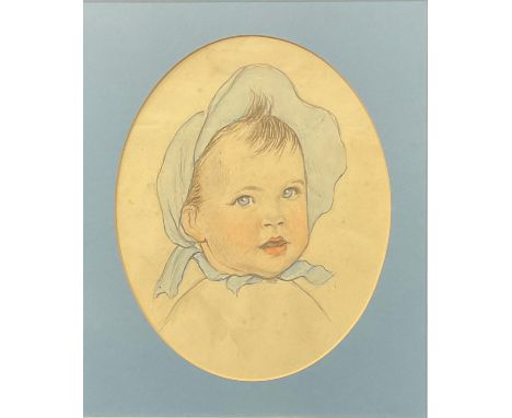 Helen Stiebel (second-quarter 20th century)Portrait of a Babypencil and watercolour, oval, 25cm x 20cm 