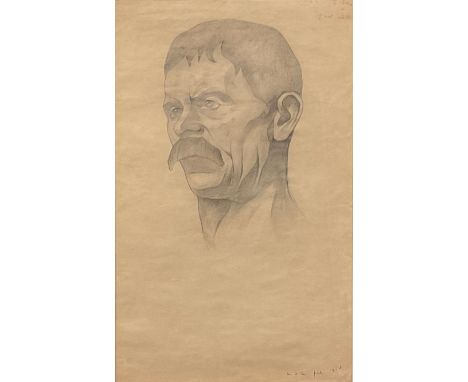 Laurence Stephen Lowry (1887 - 1976)Portrait of a Man with Moustachepencil drawing, signed with initials, inscribed and dated