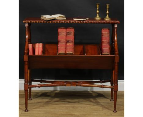 A Regency Revival Anglo-Japanese design library book trough, rectangular top with gadrooned edge above a compartmented booksh