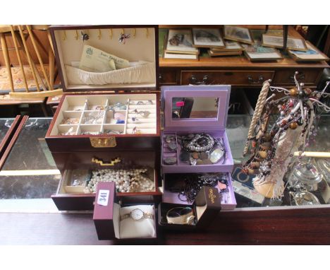 Collection of assorted Costume jewellery inc. Silver Amber set ring, Accurist wristwatch etc 