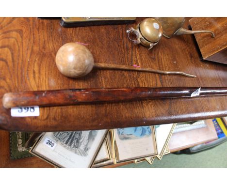 Ethnographic carved Stick and another Hardwood stick 