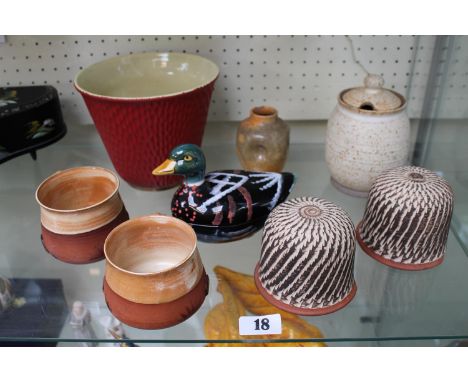 Collection of assorted Studio Pottery inc. West German planter, Michel Caugant Mallard etc 