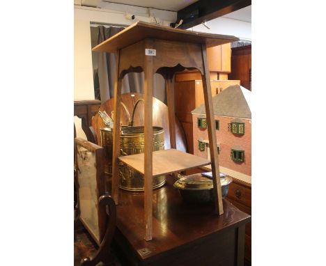 Oak Jardinière stand with under tier 