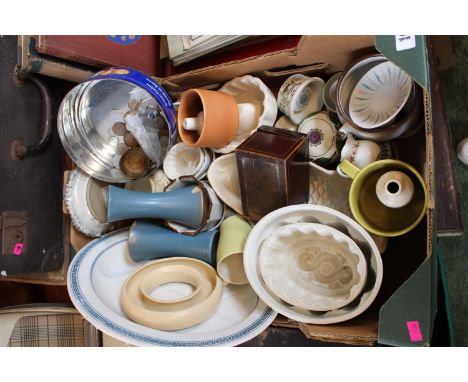Collection of assorted 19thC and later ceramics and bygones inc. Gelatine moulds, Grays Pottery etc 