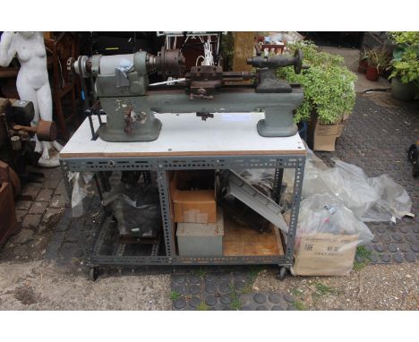 Vintage Metal turning Lathe with Electricity Cert with circular saw attachment 