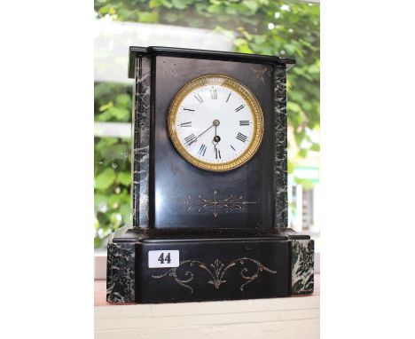 Large Victorian Slate and Marble Mantel clock with Roman numeral dial 33cm in Height 