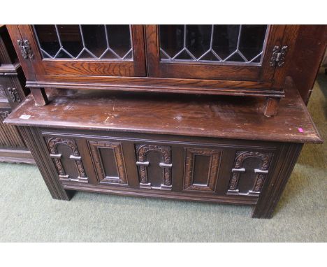 Oak Coffer with carved panel 