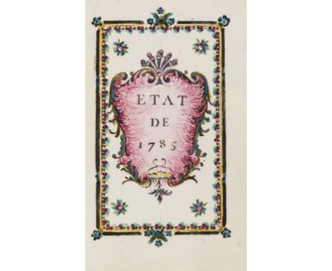 NO RESERVE French Cavalry.- Etat de 1785, manuscript in French, title and 57pp., watercolour borders with floral decoration, 