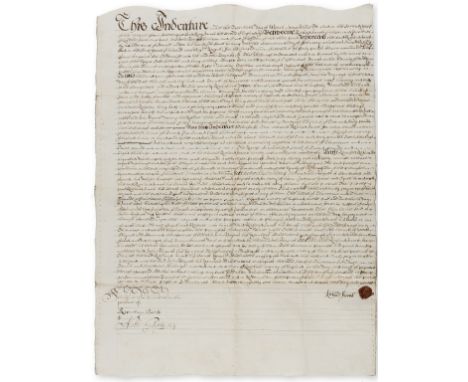 NO RESERVE Pewterer of London.- Indenture, Richard Jacob Pewterer of London bargain and sale to John Baynes Cook of London a 