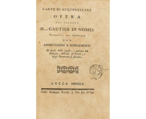 NO RESERVE Fine art.- Gautier (Henri) L'Arte di Acquerellare, first edition in Italian, engraved folding plate, errata f., in