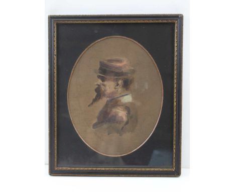 LATE 19TH CENTURY CONTINENTAL SCHOOL 'Profile portrait of a Bohemian', Watercolour painting, indistinctly signed, 24cm x 19cm