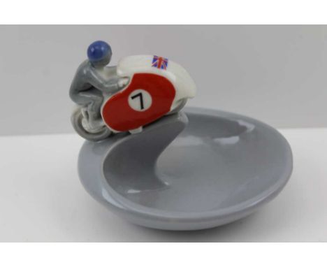 A WADE CERAMIC PIN DISH, No.7 motorcycle mount, in commemoration of the Isle of Man TT races, c.1960, 7cm high 
