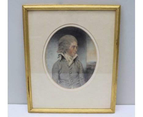 JOHN DOWNMAN A.R.A. (1750-1824) 'Portrait of John Congreve', Watercolour painting, signed and dated 1787, 20cm x 16cm, gilt f