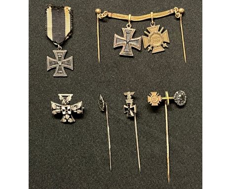 WW1 Imperial German Collection of Miniature Awards to include: 1870 Iron Cross 2nd Class with ribbon: Iron Cross 2nd class 19