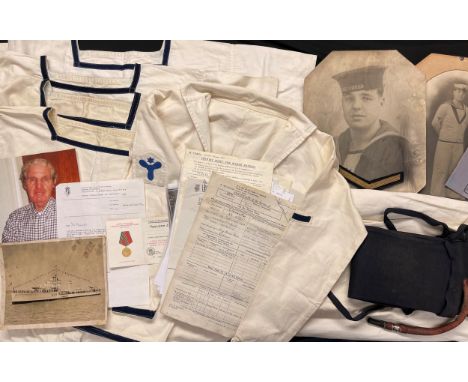 WW2 British Royal Navy Uniform group to KX 103971 Stoker 1st Class Ben Marriot RN comprising of: White Tropical Weight Jumper