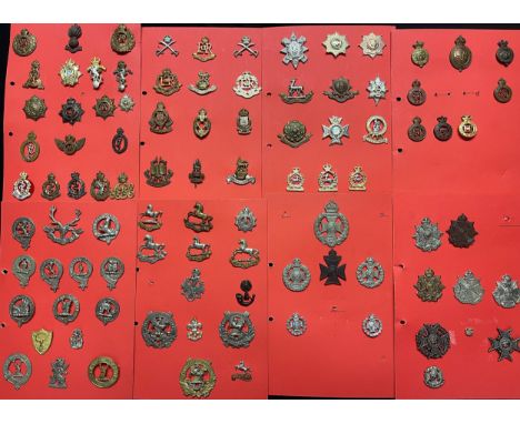 A collection of approx. 85 British Cap badges plus some collar dogs to include: RE inc Officers Bronze, Pioneer Corps, RLC, R