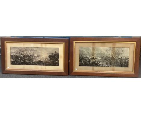 Pair of Victorian black and white prints both in matching frames: one depicting the 34th Regt at Fontenoy 11th May 1745. Over