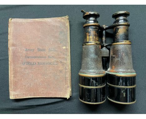WW1 British No 16 Binoculars by "Watson &amp; Sons Ltd, London" serial number 643 along with WD Broad Arrow. Plus an Army Boo