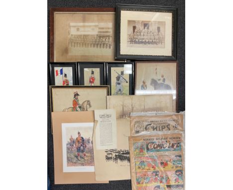 WW1 British Framed Photos and unframed prints to include: No 4 Section, B Coy. 6th Hampshire Regt, Agra, India 1915 overall s