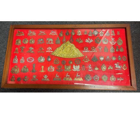 Framed collection of British Cap Badges. Mainly Cavalry / Yeomanry themed badges. Over 85 badges in total. To include 3rd Kin
