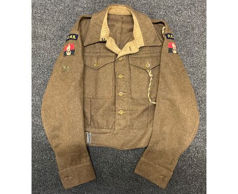 WW2 British 1940 pattern REME Battledress Blouse with all original insignia. Embroidered REME Shoulder titles, printed War Of