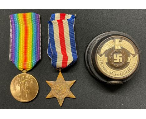 WW1 British Victory Medal to B-391644 A Cpl CB Mettham, Army Service Corps complete with original ribbon. Along with a WW2 Fr