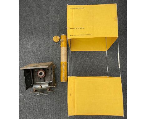 WW2 British RAF / USAAF "Gibson Girl" kite, in original yellow metal cylinder container with instructions. Kite is complete, 