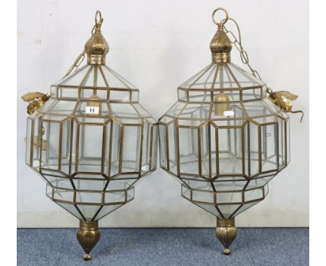 Three modern ceiling light fittings; &amp; a table lamp base with shade. 