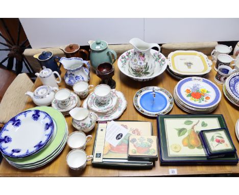 A Portmeirion “Botanic Garden” jug &amp; basin; various items of commemorative china; &amp; various other items of decorative