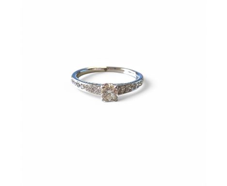 18ct White Gold 0.4ct Round Diamond Solitaire Ring Boxed, The Diamond Story.  Ring Size: Q 1/2 Approximately  CSI Certificate