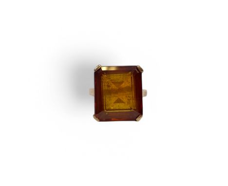9ct Gold Large Single Stone Orange Citrine Set Cocktail Ring  Ring Size: I Approximately  Citrine Size: 16mm x 14mm Approxima
