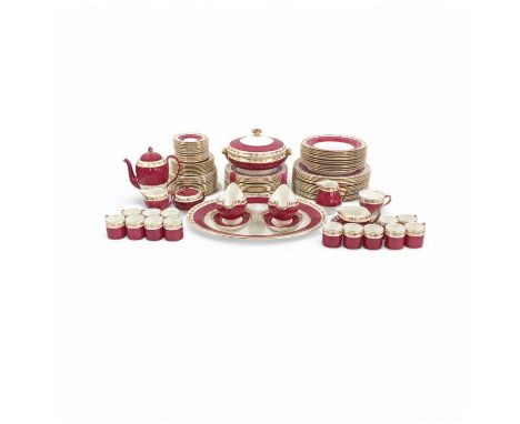 An extensive Wedgwood Whitehall pattern coffee and dinner service, in powder ruby (qty)  Provenance: From the estate of a pri