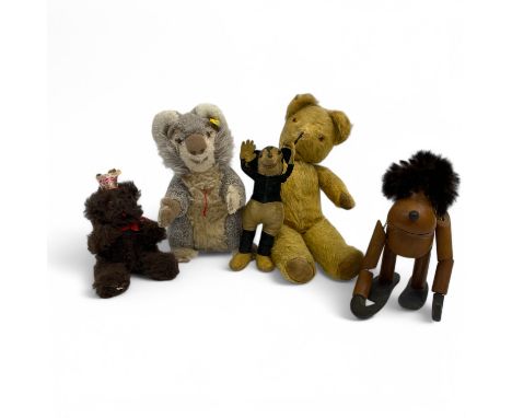 A collection of vintage toys, including a Steiff Koala bear circa 1970, a Berlin bear, an unnamed noseless teddy, a vintage w
