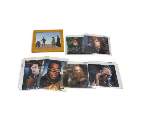 A collection of Lord of the Rings, Star Trek and Star Wars signed photographs, comprising Andy Serkis, John Rhys-Davies, Bill