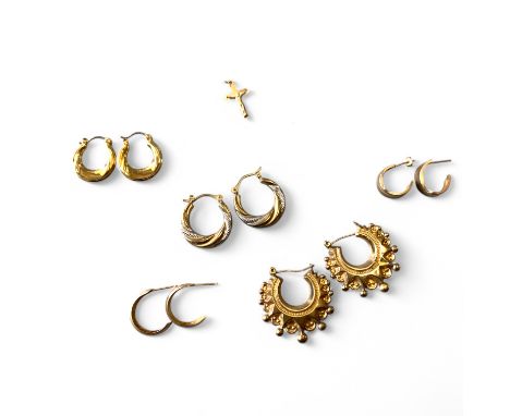 A Collection Of 9ct Yellow Gold Marked Or Tested Jewellery Along With A Rolled Gold Bangle And A Pair of Gold Plated Earrings