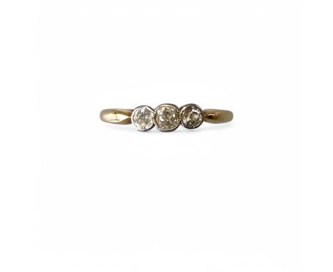 An Unmarked 18ct Yellow Gold Tested 3 Stone Diamond Ring Size Q 1/2 Approximately And A 9ct Yellow Gold Hallmarked Cameo Ring