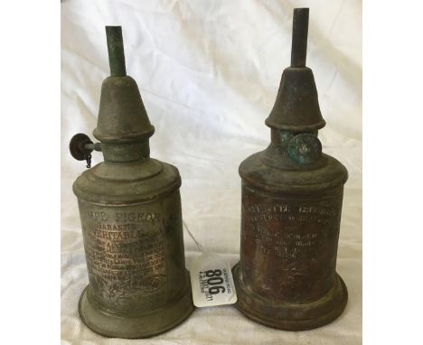 2 ANTIQUE FRENCH PIGEON LAMPS - 1 BRASS &amp; THE OTHER WHITE METAL