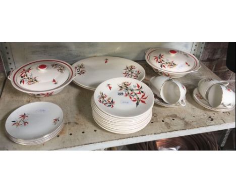 SHELF OF VINTAGE WASHINGTON POTTERY DINNER &amp; TEA WARE