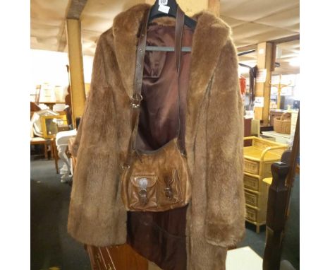 LADIES FUR COAT  LEATHER HANDBAG