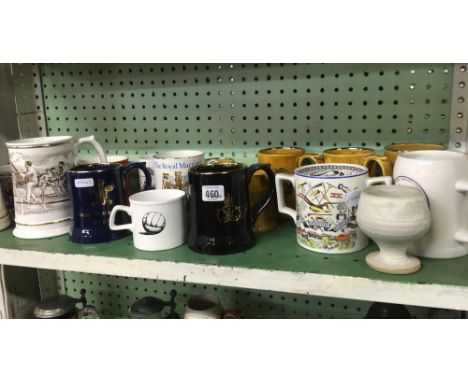 SHELF OF 16 WADE &amp; OTHER MUGS &amp; STEIN'S INCL; COLTON WARE, WADE ETC