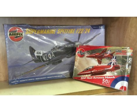 SUPER MARINE SPITFIRE F22/24 SCALE 1/48 AIR FIX KIT. HORNBY RED ARROWS HAWK AIR FIX KIT 1/72 SCALE