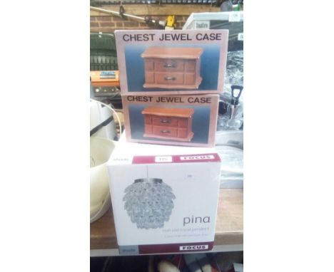 PINA NO ELECTRICAL PENDANT, SAMER WALL LIGHT &amp; 2 SMALL JEWEL CASES (ALL BOXED &amp; NEW)