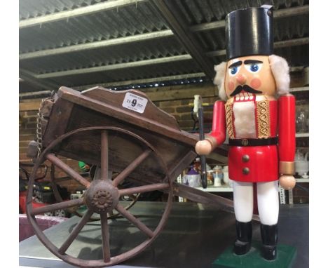 VINTAGE MODEL CART &amp; A MODERN GUARDSMAN NUT CRACKER