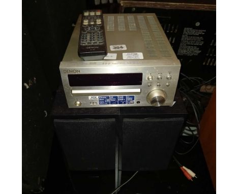 DENON CD PLAYER WITH SPEAKERS &amp; REMOTE